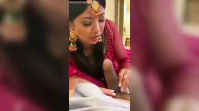 Punjabi bhabhi sucking big cock of her husband