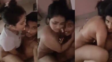 Young college girl riding her boyfriend in BF MMS