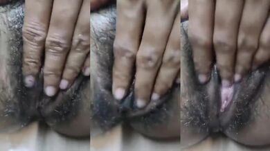 Sexy south Indian bhabhi massaging her hairy pussy