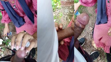 Young nurse student sucking cock of senior (outdoor MMS)