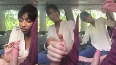 Young malayali chick sucking big white cock in car mms