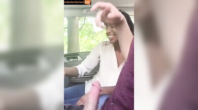 Young malayali chick sucking big white cock in car mms