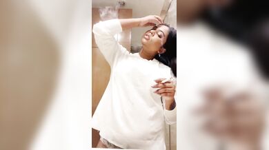Horny malayali babe smoking and showing tanker boobs
