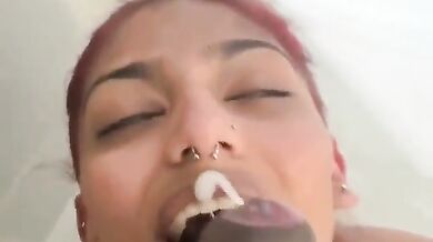 NRI malayali chick eating cum after fucking BBC